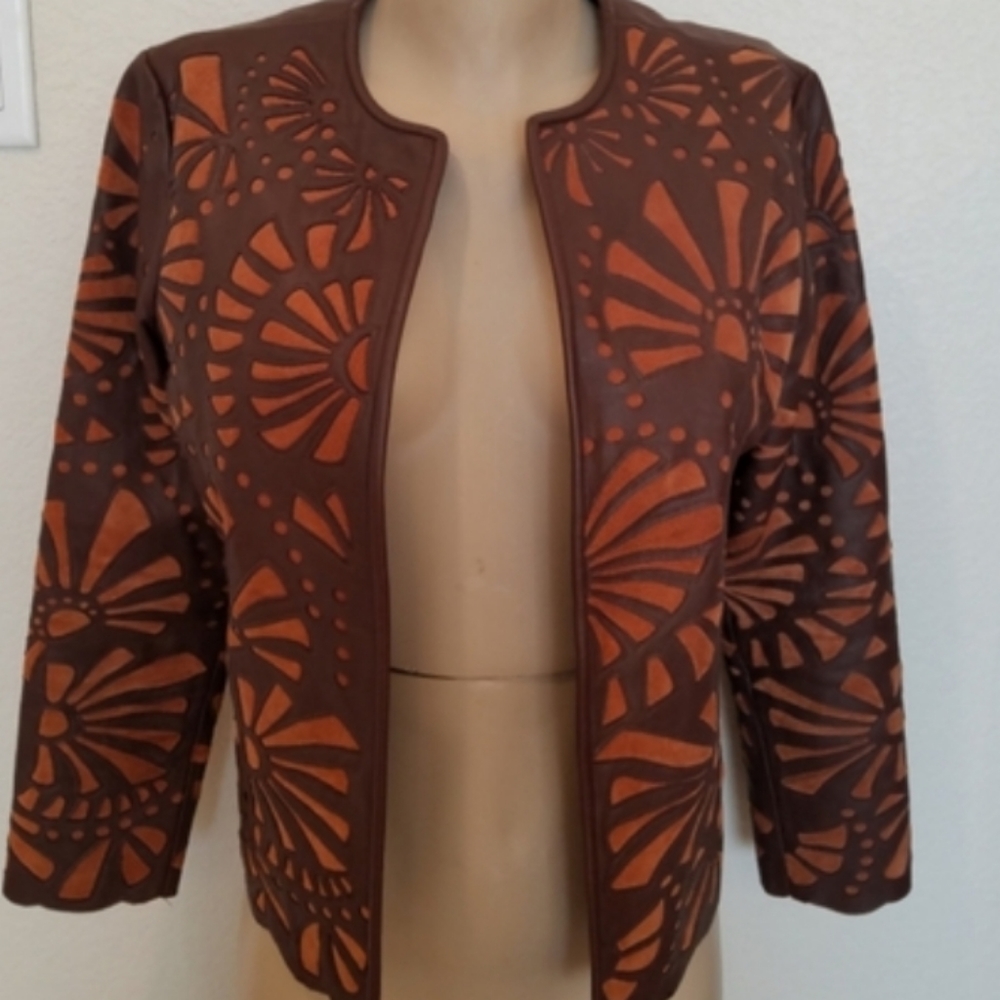 Chico's Brown Suede Leather Blazer S
